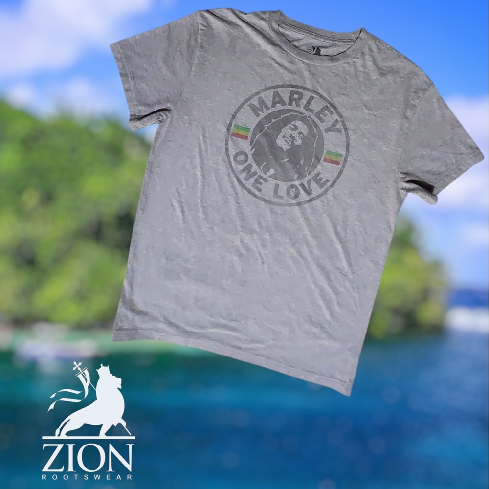 Zion Rootswear‎ Mens Bob Marley One Love Graphic T-Shirt Grey L